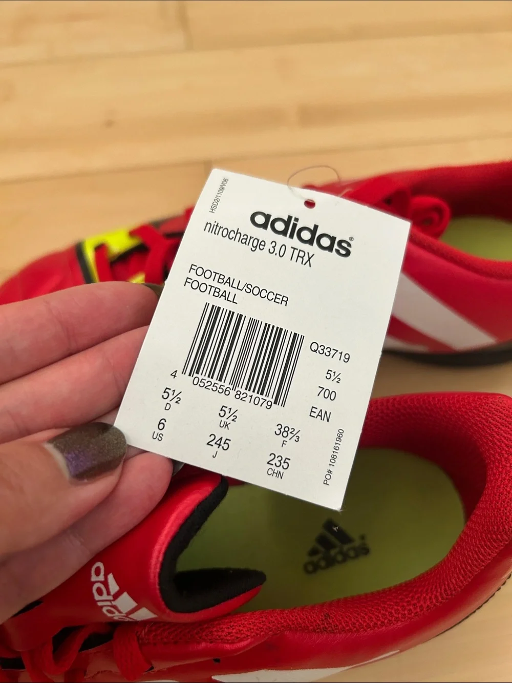 adidas Kids Red, Yellow & White Indoor Soccer Sneakers
